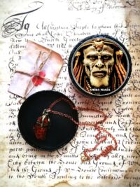 Shaman Drums Amulet, Uncut Gemstone Pendant Enchanted Necklace, Magic Portal Raw Stone Occult Jewelry