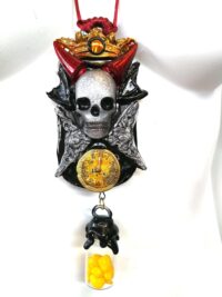 Fallen Angel, Urn Amulet Skull Skeleton, Djinn Talisman Alchemy Symbol, Devil Horn Pendant Necklace