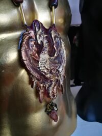 Witch Familiar, Ancient Spirit Companion Dragon Crown, Necklace Talisman Gemstone Pendant, Raw Stone Amulet