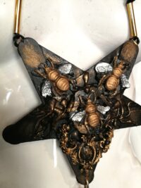 Inverted Pentagram Star, Dark Bee Pendant, Satanic Symbol Magic Talisman, Good Luck Pentacle Amulet