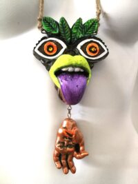 Hawaiian Jewelry Demon Hoodoo Voodoo, Devil Conjurers Magic Power, Aloha Folk Gnome Amulet Tongue