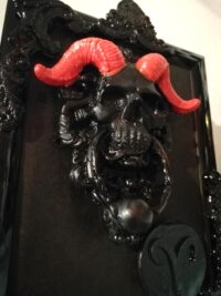 Goat Skull Magic Decor, Lucifer Baphomet Satan Bas Relief, Sculpture Icon Satanic Devil Horn