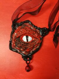 Red Dragon Ouroboros Necklace, All Seeing Eye Protection Talisman, Gothic Pendant Magic Snake Symbol