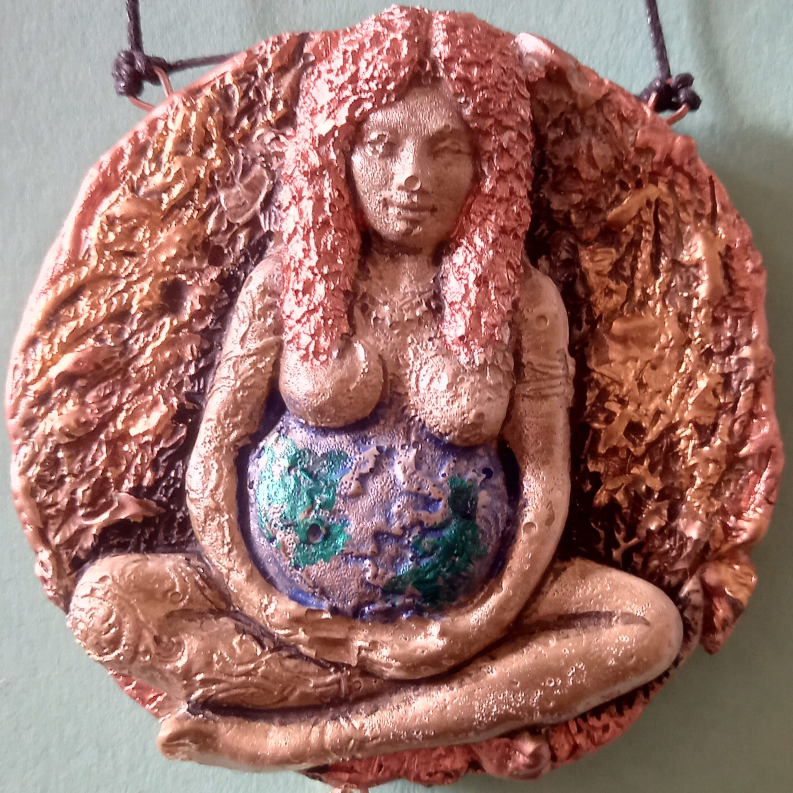 Mother Earth, Woman Protection Amulet, Goddess Gaia Talisman, Ouroboros Snake Wealth Richness Money Attraction Jewelry