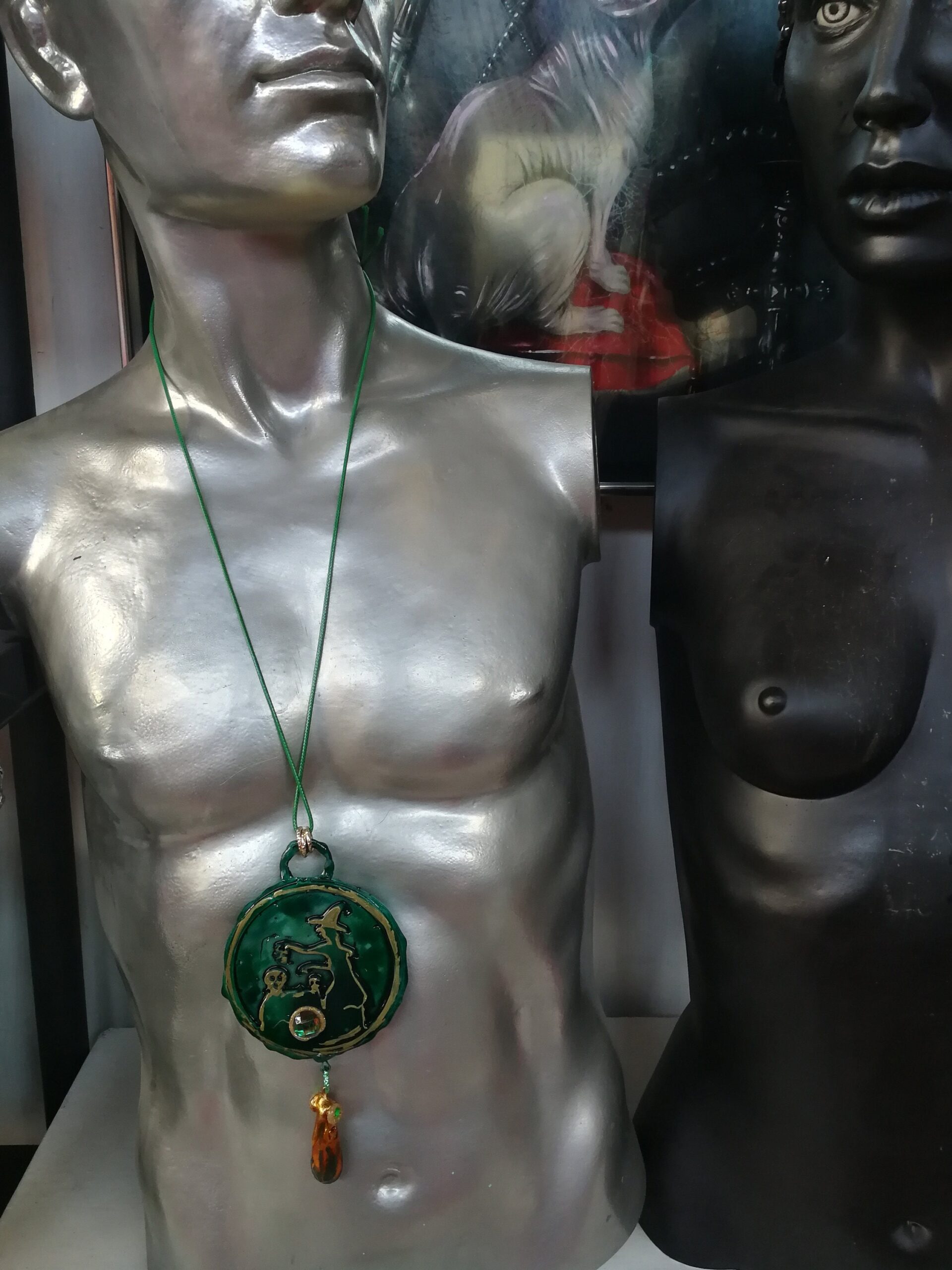 Green Witch, Witchcraft Symbol Magic Evil Eye Talisman, Salem Massachusetts Amulet, Bee Nest Pentacle