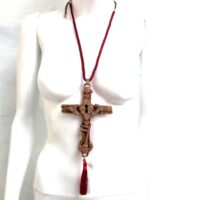 Rosicrucian Cross Necklace, Key Magic Talisman Witchcraft Symbols, Shamanic Pendant Shaman Amulet Wooden Crux