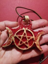 Triple Moon Talisman, Star Pentagram Luna Necklace, Lunar Phases Witchcraft Symbol Pendant, Spiritual Esoteric Jewelry