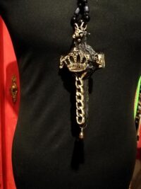 Cross Necklace, Gothic Talisman Alchemy Symbols Rosicrucian, Golden Dawn Medieval Pendant Esoteric Jewelry
