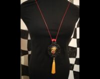 Gold Dragon Amulet, Dragonball Kanji Japanese Talisman, Deity Pentacle Spiritual Protection Symbol Occult Jewelry