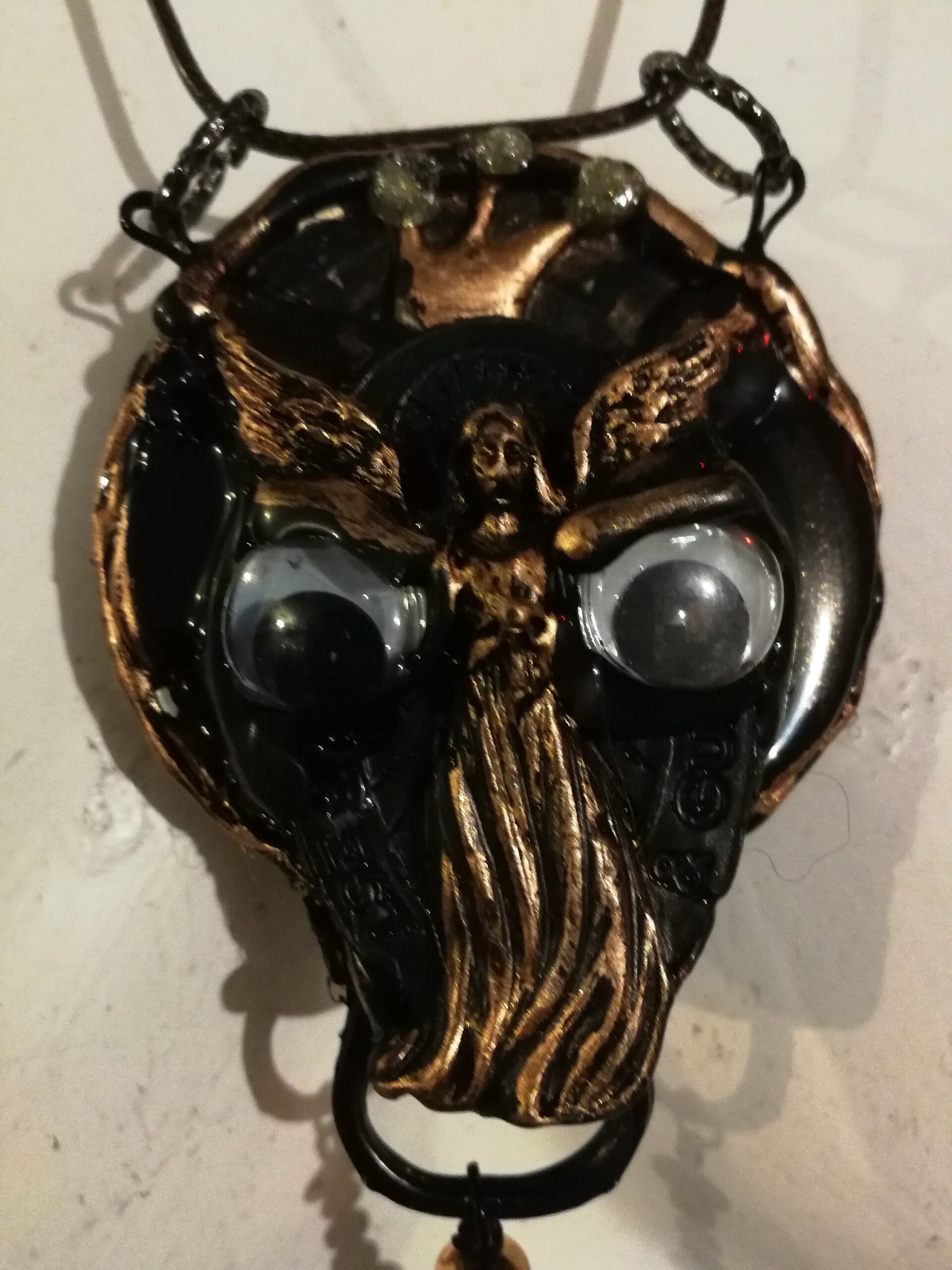 Inverted Pentagram Star, Owl Necklace Magical Power Protective Talisman Occult Protection Amulet Black Madonna