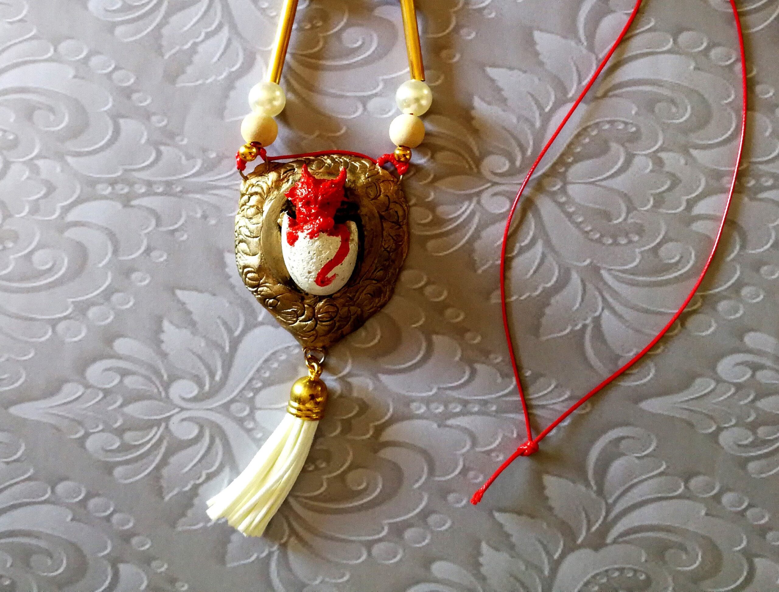 Pocket Dragon, Devil Egg Gothic Amulet, Satanic Symbol Talisman Pendant, Magic Esoteric Occult Jewelry