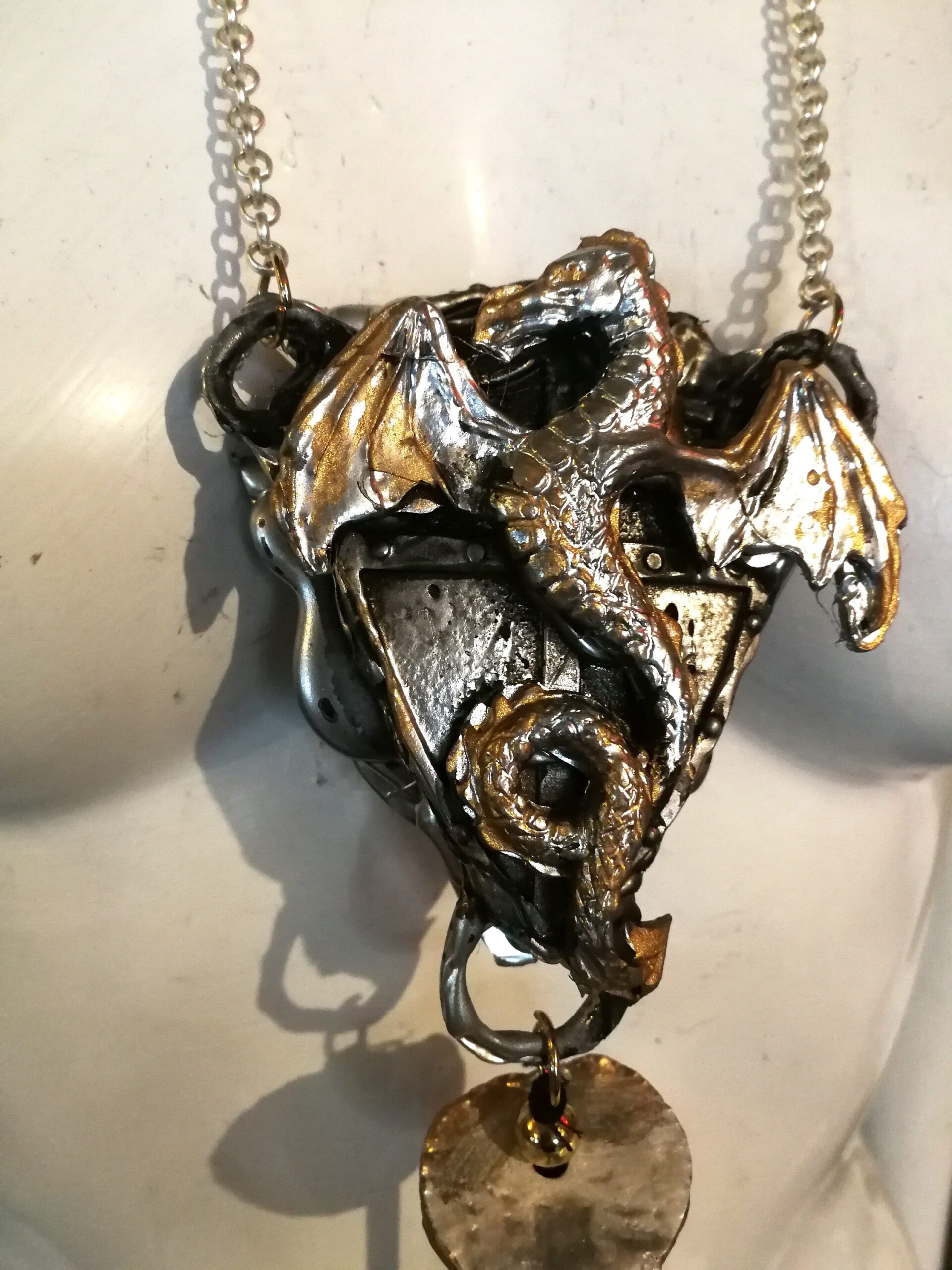 Dragon Crown Amulet, Medieval Celtic Shield, Triquetra Triskele Symbol, Gothic & Viking Symbols Antique Shieldmaiden