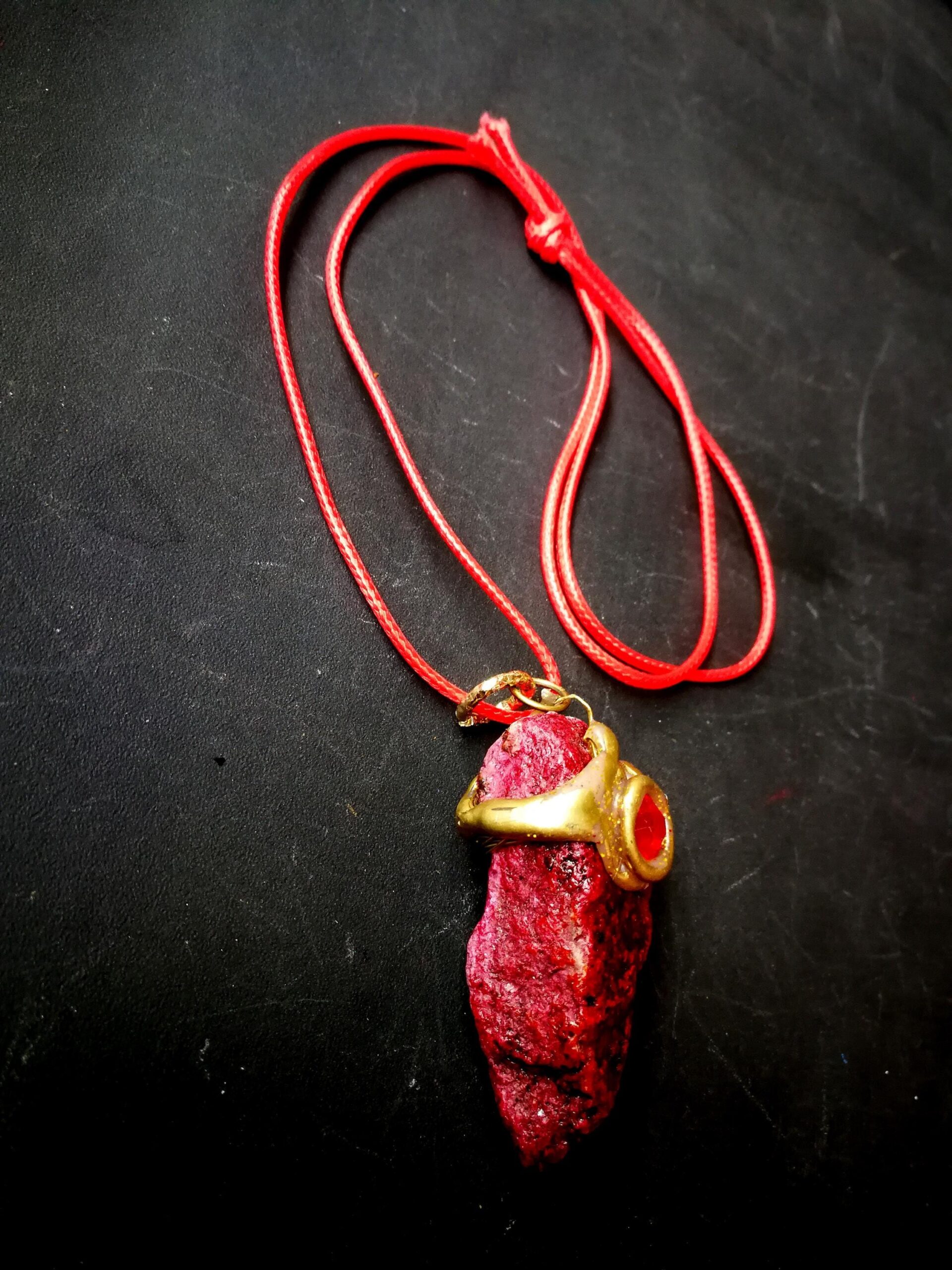 Enchanted Rock Uncut Gemstone Pendant, Vampire's Blessing Spell Amulet, Enhanced Necklace Magic Portal Raw Stone