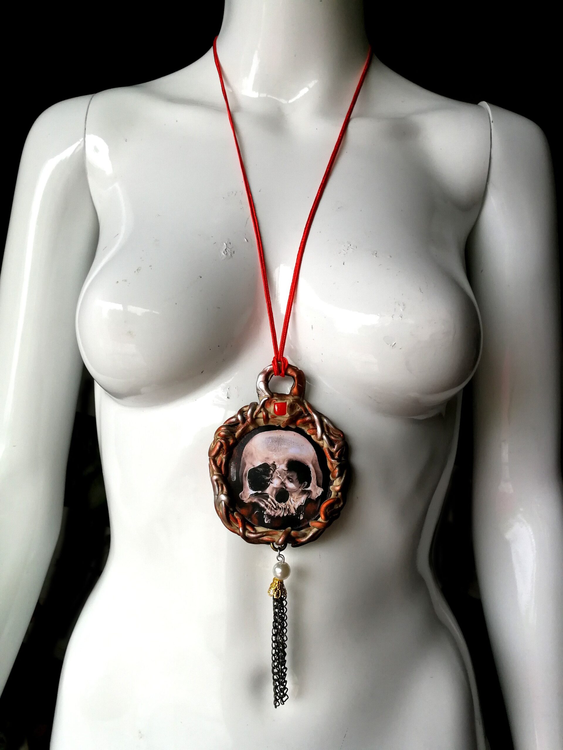 Celebration of Life Forever Talisman, Magic Power Pendant, Eternal Love Gothic Amulet Skull Kiss