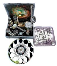 Apothecary Cabinet, Vintage Magic Witchcraft Box, Starter Kit Ritual, Potions Bottle, Incense Burner Set