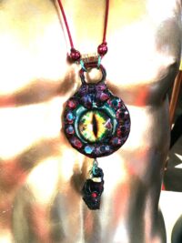 Dragon Eye, Satanic Necklace Satan Satanist Symbol, All Seeing Eye, Devil Pendant, Goth Jewel, Good Luck Talisman Charm