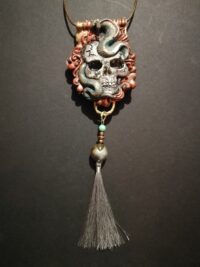 Life Forever, Skull Snake Talisman Garden of Eden, Imortality Magic Power Evil Eye, Punk Rock Gothic Amulet Pendant