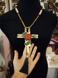 Rosicrucian Cross Necklace Key, Magic Amulet Talisman Witchcraft Symbols, Magick Pendant Ecoteric Wooden Crux