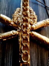 Satanic Necklace, Dragon Eye Five Fingers Antichrist Inverted Cross, Baphomet Upside Down Cross, Sigil of Lucifer Satan