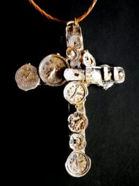 Saturn Cross Gothic Pendant, Clock Time Kronos Sacred Amulet, Metaphysical Spiritual Symbol Occult Jewelry