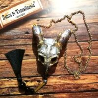 Goat Skull, Zodiac Symbol Capricorn Sign, Animal Gothic Necklace, Esoteric Occult Jewelry Pendant Charm