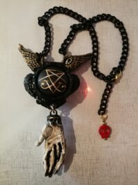 Black Angel, Satanic Talisman Satan Symbol, Demon Devil Pendant, Baphomet Necklace Archon, Magic Ritual Amulet