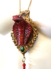 Life Forever Amulet, Garden of Eden Devil, Ouroboros Red Snake Talisman Pendant Occult Jewelry