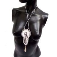 Evil Eye Amulet, Snake & Apple Talisman Totem, Spiritual Occult Jewelry Wealth Protection Good Luck