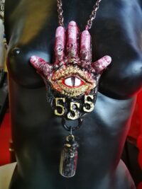 Witchy Jewelry, Dark Angel Amulet, Baphomet Hand Help Satanic Talisman, Satan Demon Devil Pendant