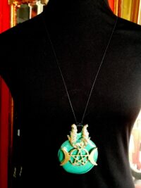 Moon Goddess Hecate, Triple Moon Talisman, Lunar Phases Witchcraft Pendant, Witch Jewelry Star Pentagram Luna Necklace