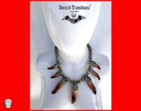 Horn Necklace, Shamanic Jewelry Pendant Magic Powers, Good Luck Healing Choker, Ethnic African Safari Trophy Fangs Tusks