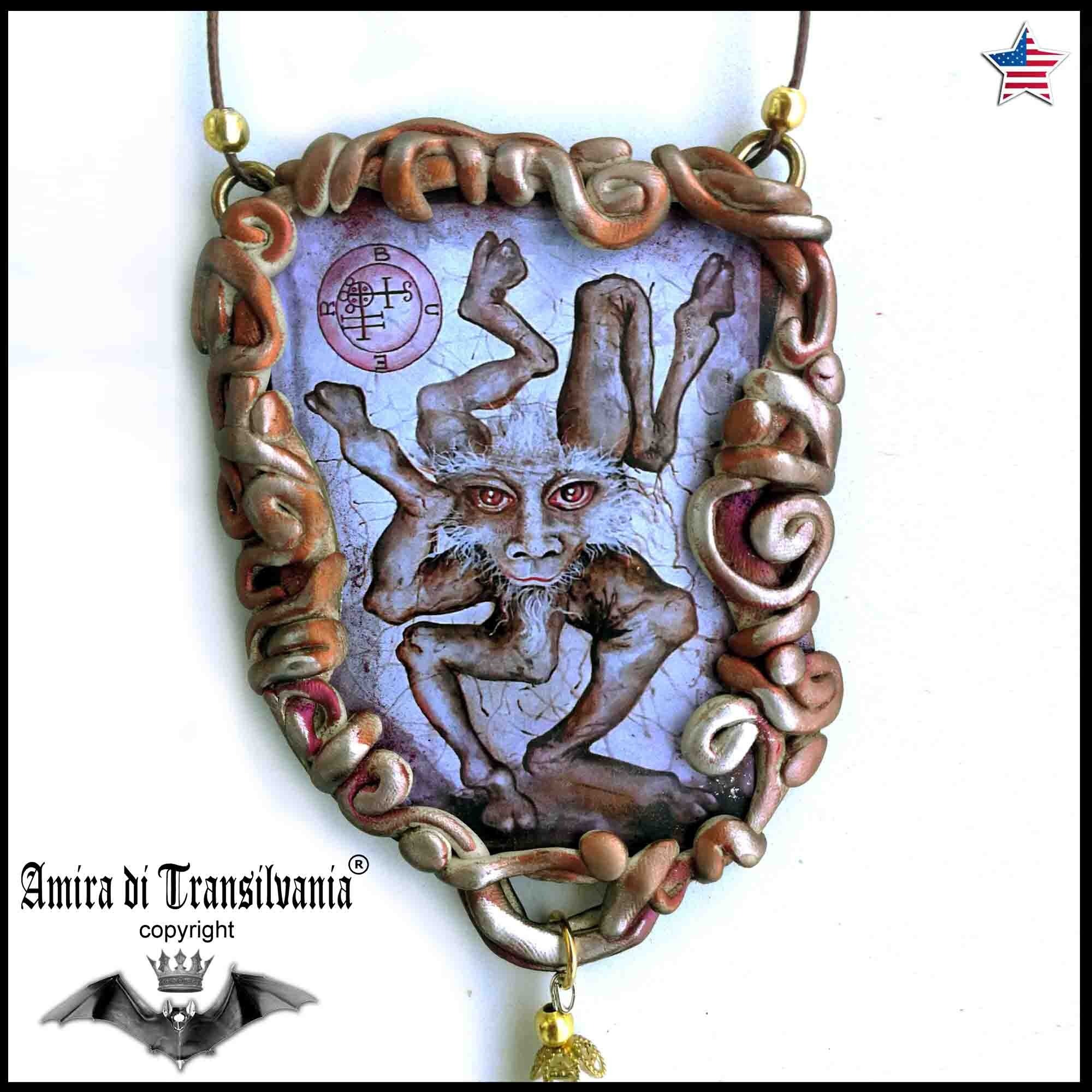 Buer Demon Protective Talisman Amulet, Magic Gothic Jewelry Witchcraft Lemegeton Goetia, Satanic Black Goat