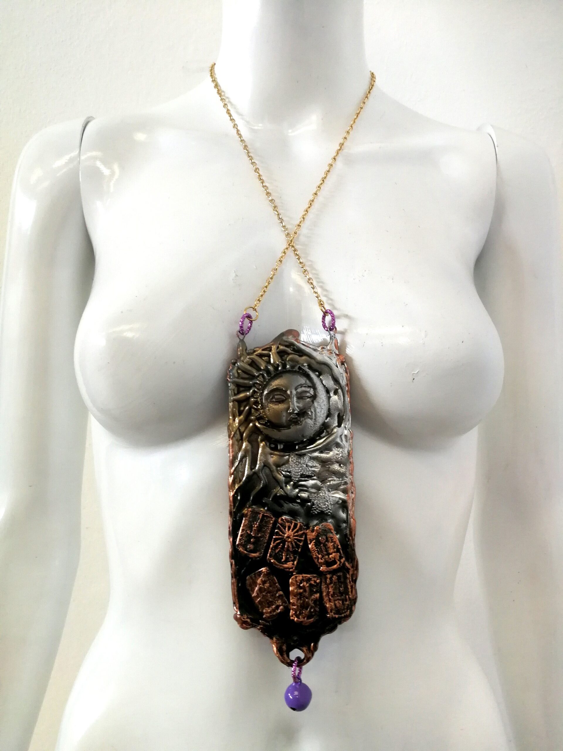 Psychic Reading, Fortune Teller Amulet Witch Jewelry, Tarot Oracle Cartomancy, Magic Talisman Sun & Moon