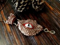 Dragon Crown, Satanic Necklace Gothic Amulet, All Seeing Eye Evil Pendant, Shield of Faith Talisman