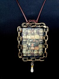 La Santa Muerte, Macabre Dance Immortality Talisman Necklace, Witch Jewelry Skull Amulet Angel of Dead Witchcraft Voodoo