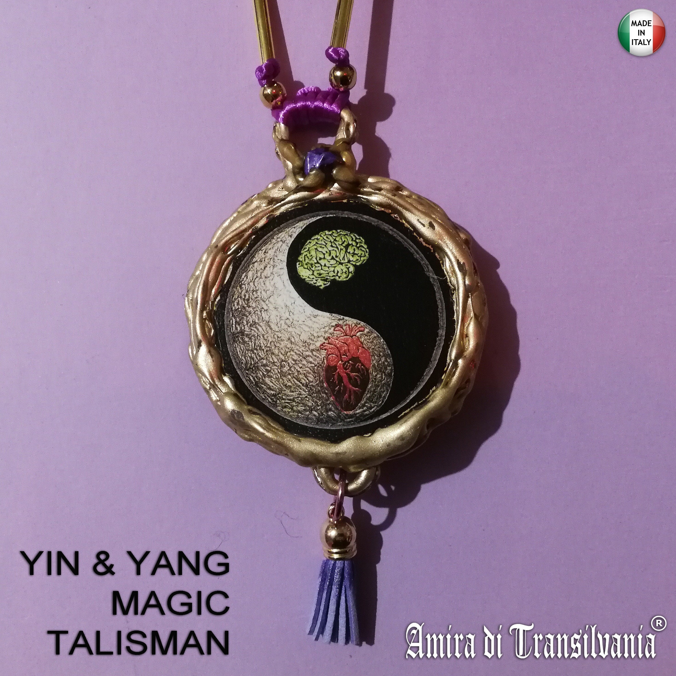 Yin & Yang Buddhist Tibetan Protective Magic Talisman, Ethnic Jewelry Prayer Amulet, Buddha Yoga Symbol