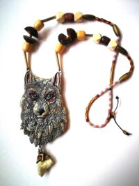 Silver Wolf Amulet of Magnetism, Enchanted Rock Magical Uncut Gemstone Magic Portal Direct Raw Stone