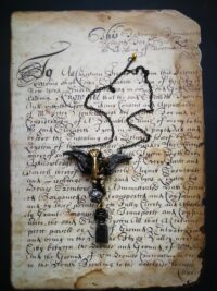 Crow Skull, Viking Talisman Raven, Moon Necklace Jewelry, Gothic Witch Familiar Amulet Urn Pendant