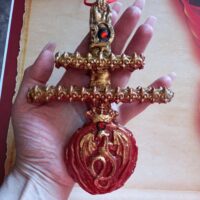 Dracula Talisman Bat Vampire, Gothic Cross Transylvania Necklace, Dragon Crown Pendant, Count Vlad Tepes