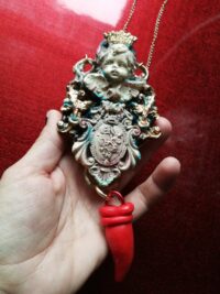 Guardian Angel, Cherubim Pendant Winged Angel Wing, Magic Talisman Archangel Charm, Cherub Amulet Baroque Horn of Plenty