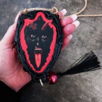Krampus Mask Satanic Talisman, Satan Pendant Demon Amulet, Devil Baphomet Necklace, Satanist Jewelry Lucifer