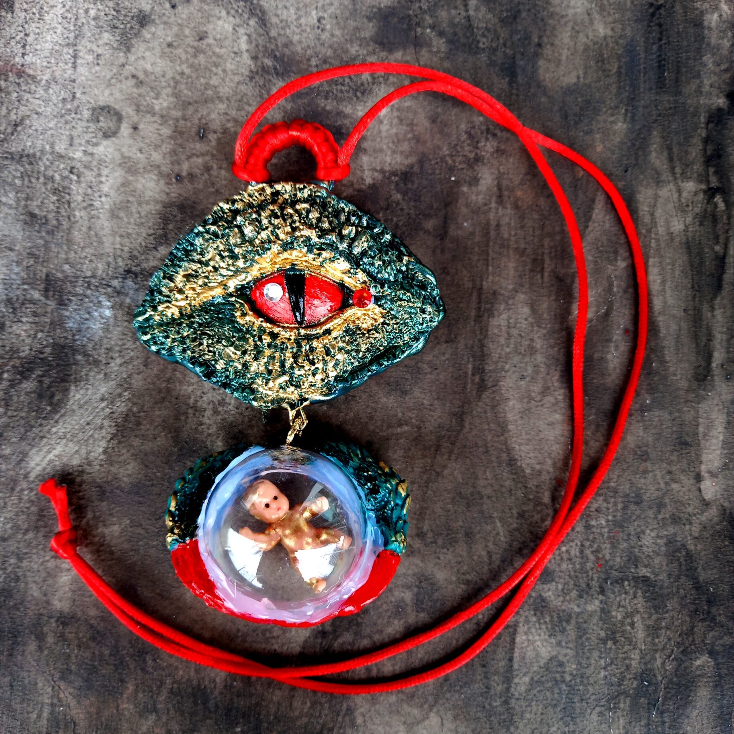 Dragon Pendant, Claw Necklace Magic Talisman, Globe Ball Amulet Demon Evil Eye Lucifer Jewelry