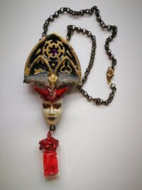 Fallen Angel, Satanic Talisman Satan Symbol, Demon Devil Horn Pendant, Baphomet Gothic Necklace, Amulet Crow Skull