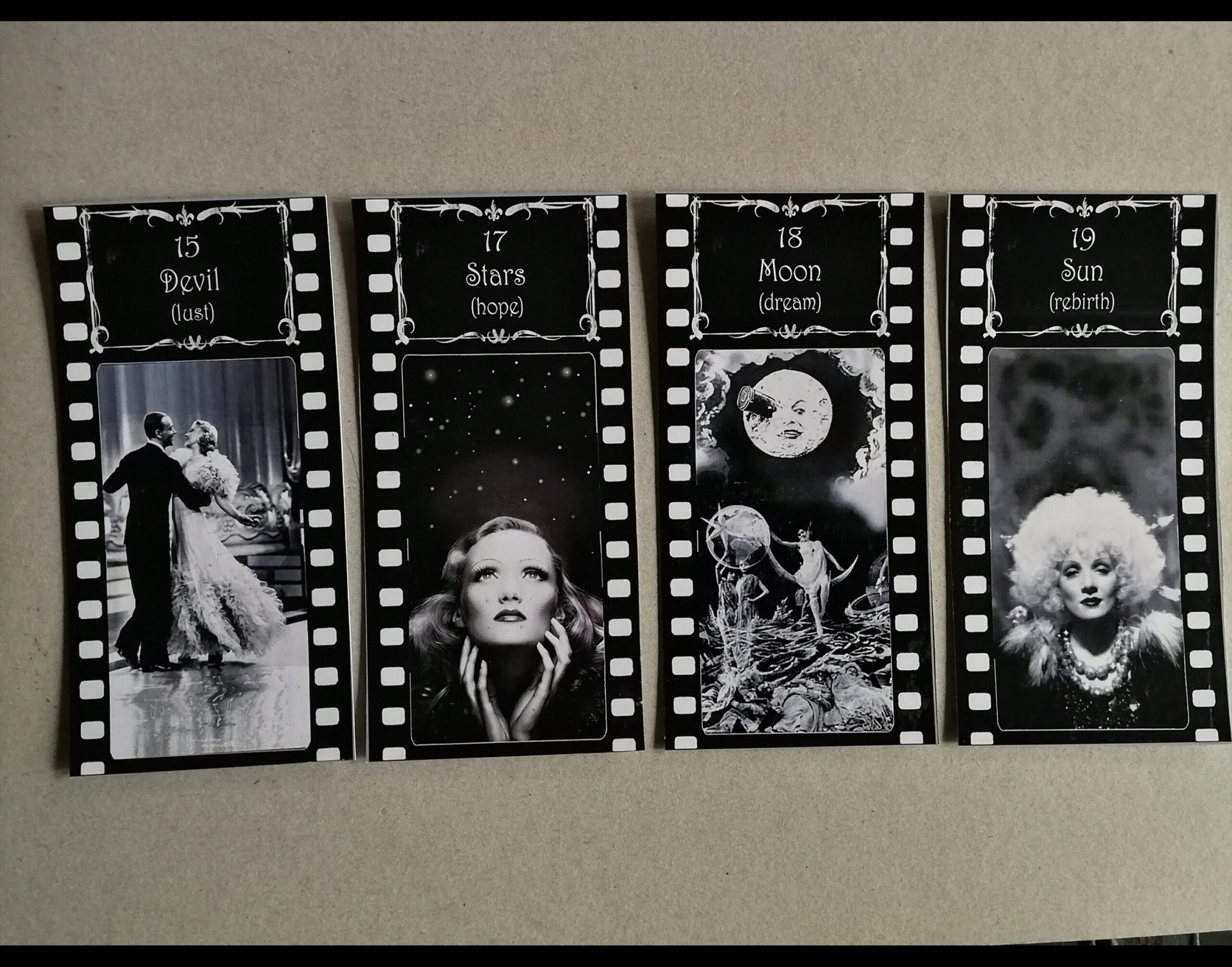 Hollywood Star, Tarot Card Deck, Sibyl Oracle Card Major Arcana, Vintage Photo Black and White Celebrity Actress