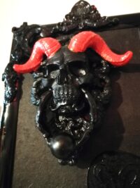 Goat Skull Magic Decor, Lucifer Baphomet Satan Bas Relief, Sculpture Icon Satanic Devil Horn