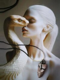 Witch Familiar, White Snake Ancient Spirit Companion, Uncut Gemstone Pendant Witchcraft, Magical Powers Raw Stone Amulet