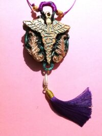 Angel of Death Azrael, Mercury Symbol Pendant, Skull Amulet Gothic Talisman Occult Magic Azazel