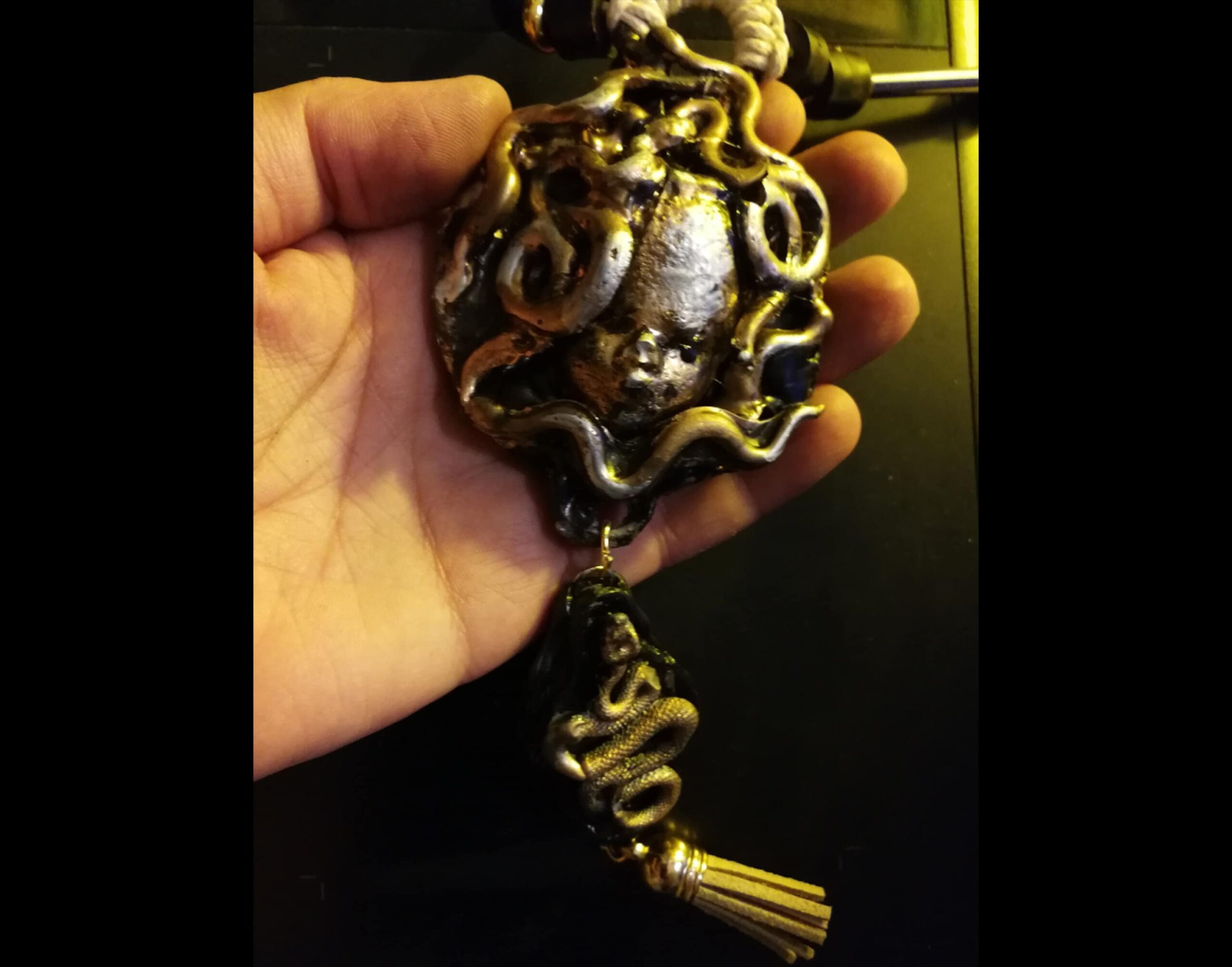 Medusa Head, Ouroboros Snake Amulet Necklace, Occult Jewelry Spiritual Talisman, Greek Mythology Magic Pendant