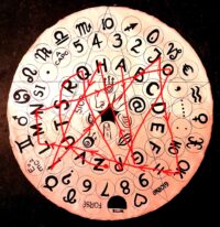 Ouija Board, Hocus Pocus Pagan Wheel Divination, Talking Table Planchette Witches Magic Altar Clairvoyance