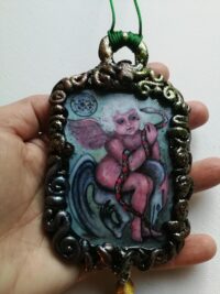 Volac Demon, Angel Talisman Dragon Amulet Pendant, Goth Jewel Magic Seal Sigil, Lemegeton Goetia Lesser Key of Solomon